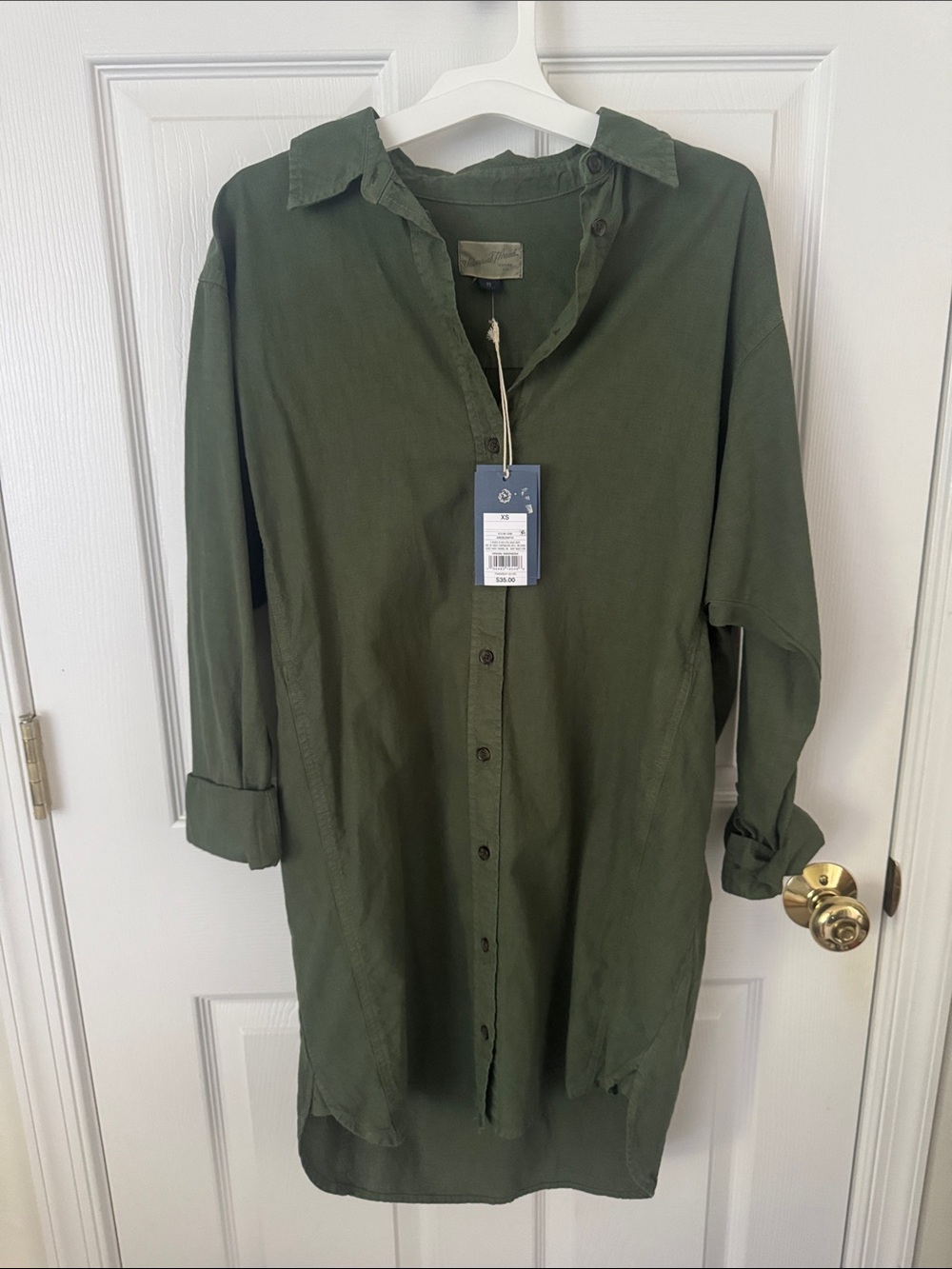 Universal Thread Olive Green Button-Front Shirt Dress NEW WITH TAGS